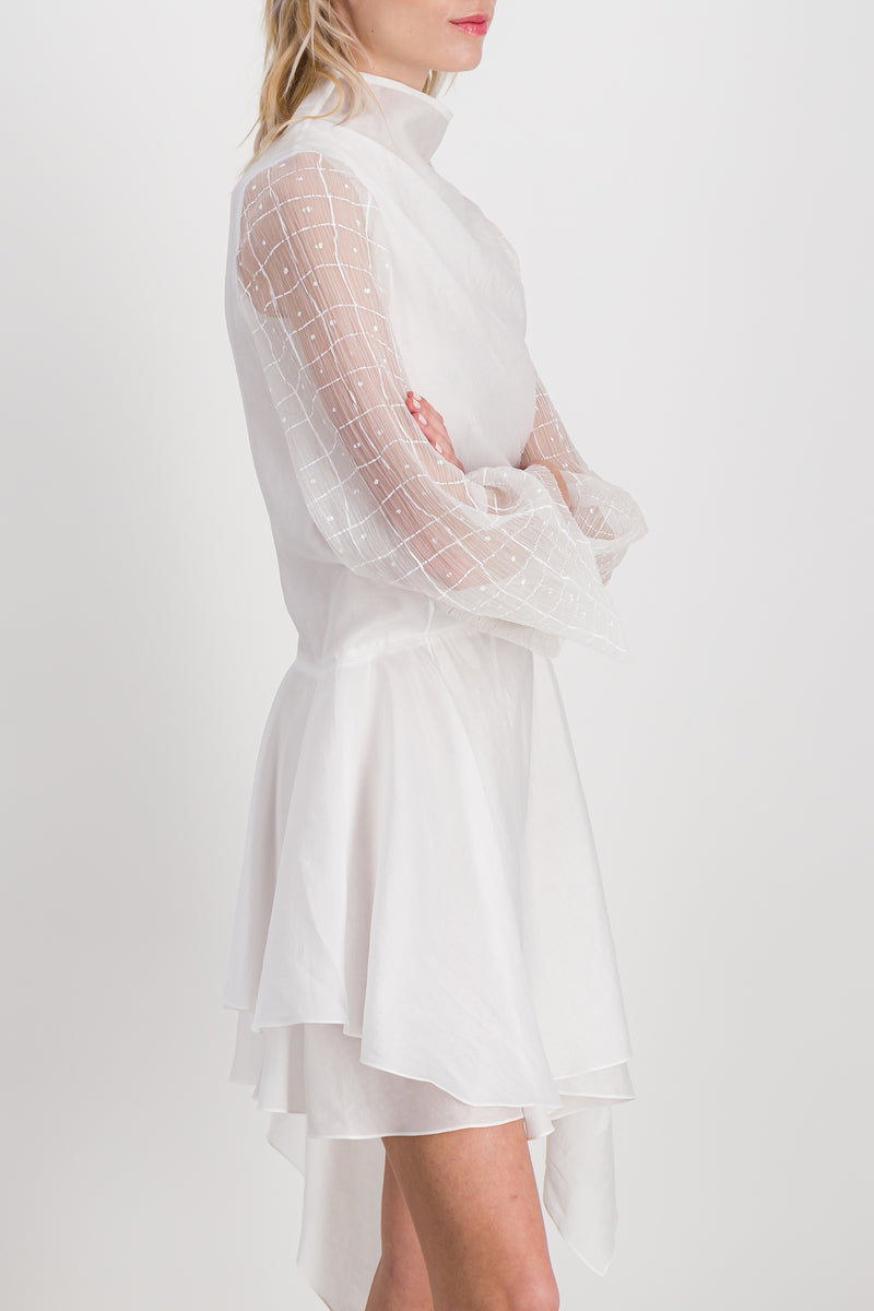 JW Anderson - Fluid asymmetric dress with sheer trumpet sleeves