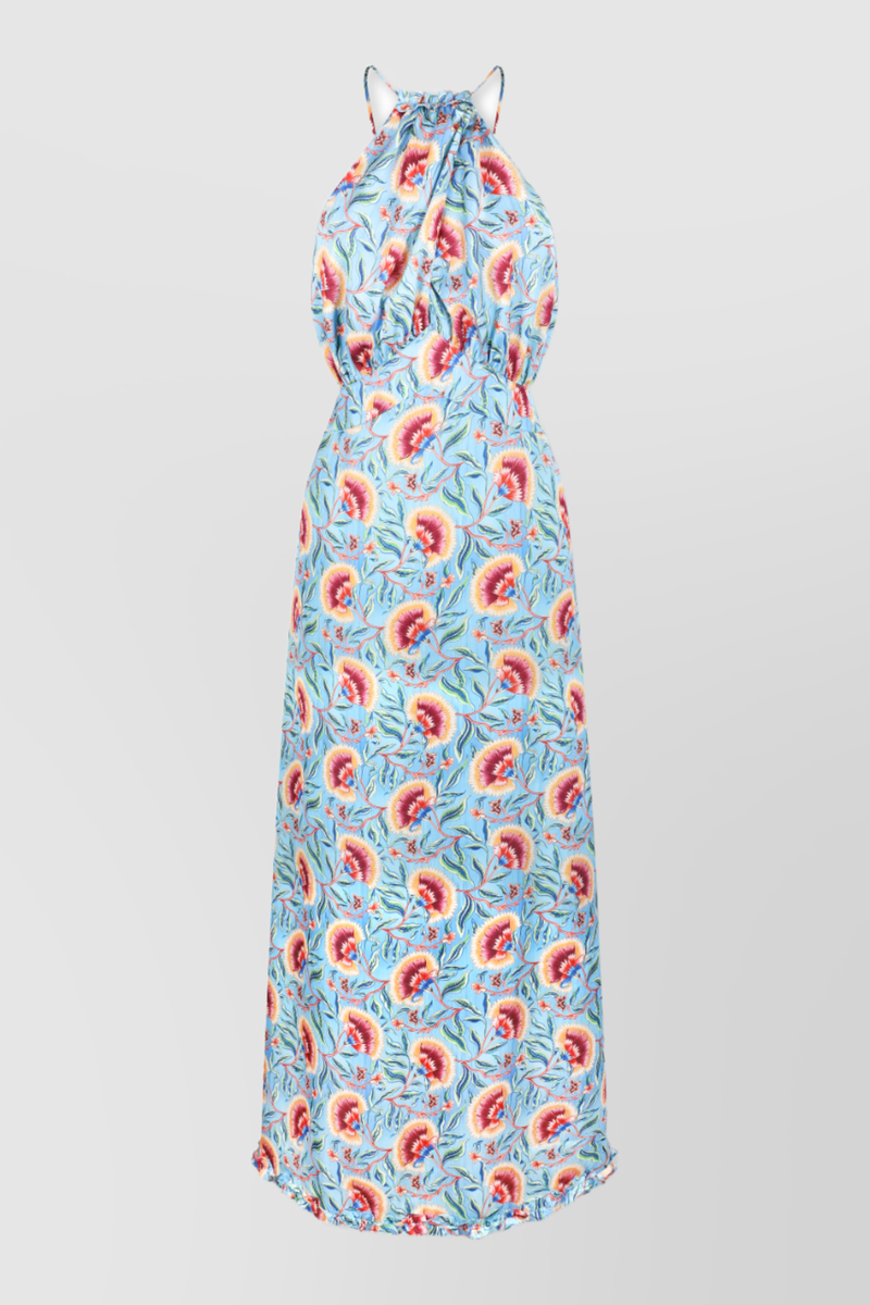 Paco Rabanne - Fluid flower printed halterneck maxi dress