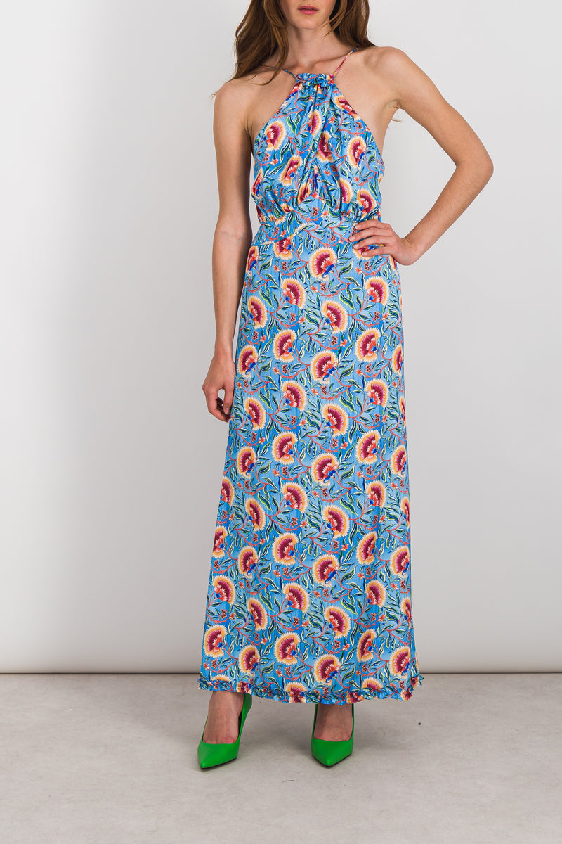 Paco Rabanne - Fluid flower printed halterneck maxi dress