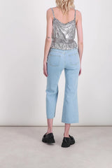 Silver mesh v-neck top