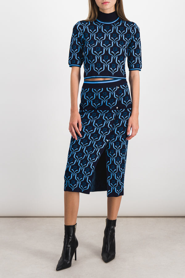 Paco jaquard midi pencil skirt