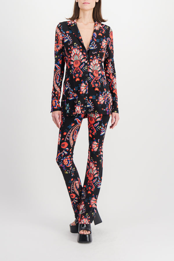 Paisley printed skinny straight leg pants