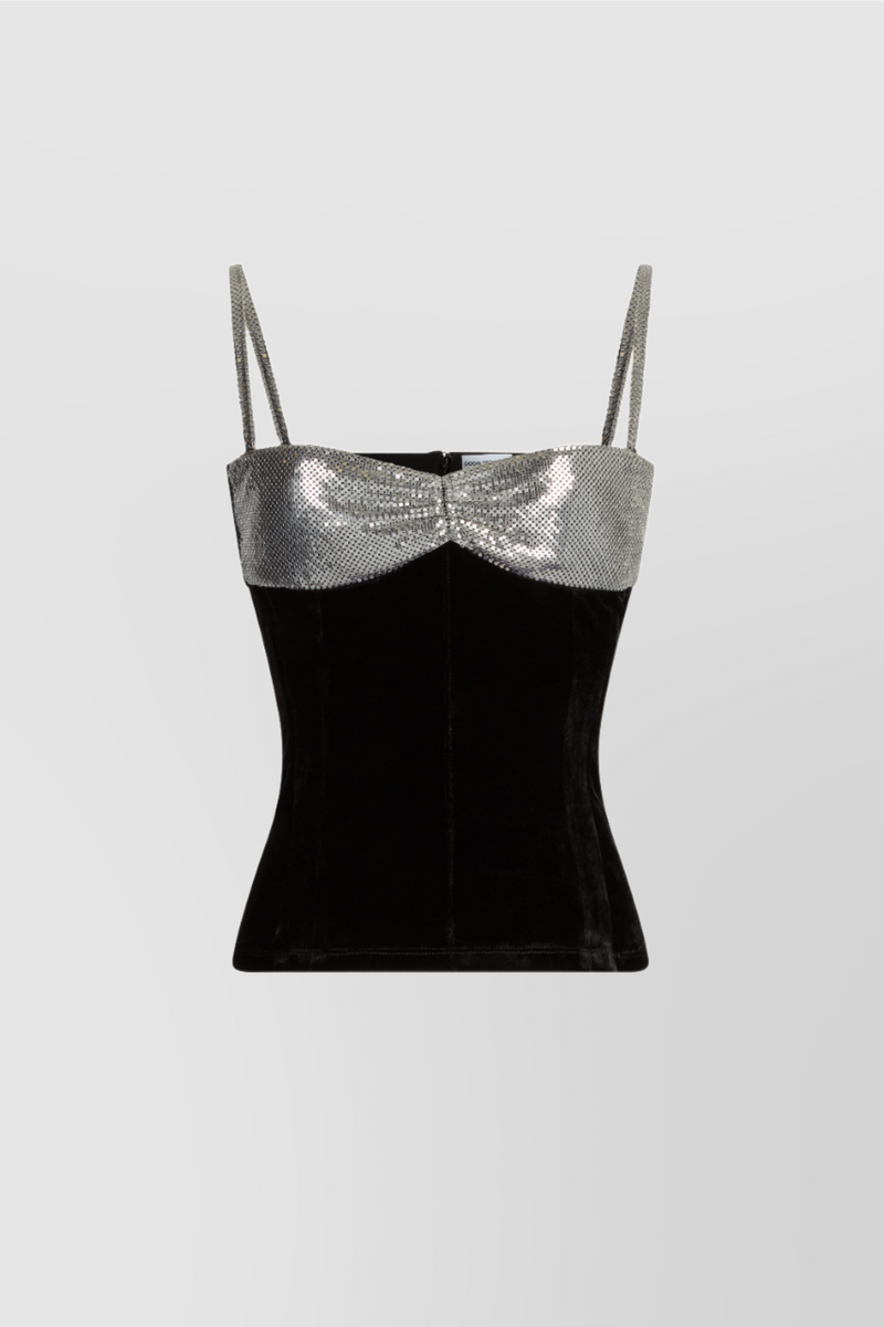 Paco Rabanne - Mini mesh satin top