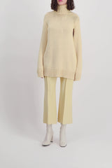 Cropped straight leg wool pants