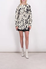Poplin long shirt with pop dot print