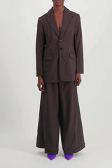 Reversible single-breasted virgin wool long blazer