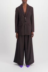 Reversible single-breasted virgin wool long blazer
