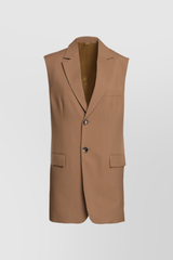 Sleeveless reversible single-breasted virgin wool vest
