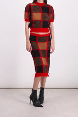 Bi-pattern tulip wool skirt