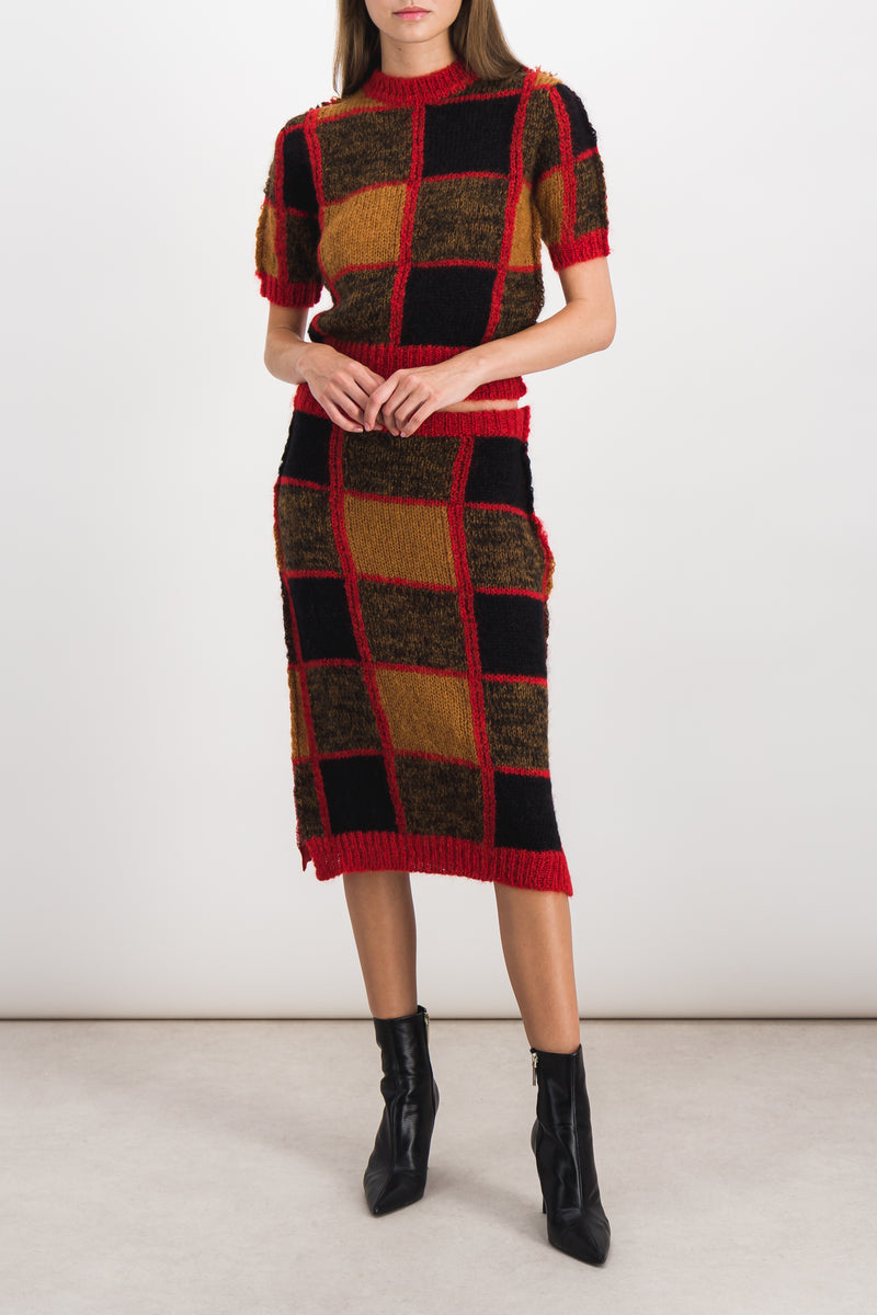 Marni - Bi-pattern tulip wool skirt