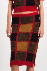 Bi-pattern tulip wool skirt