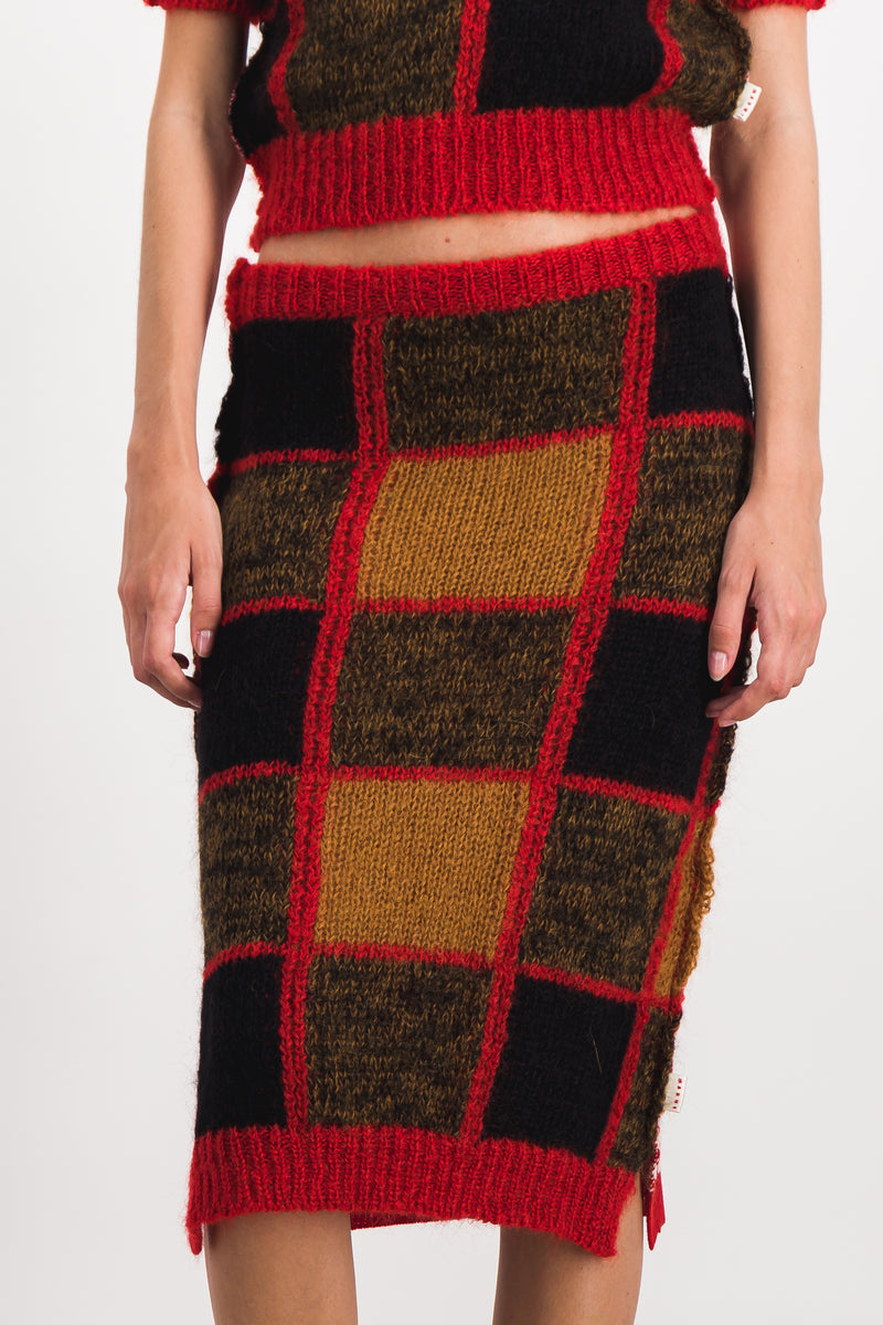 Marni - Bi-pattern tulip wool skirt