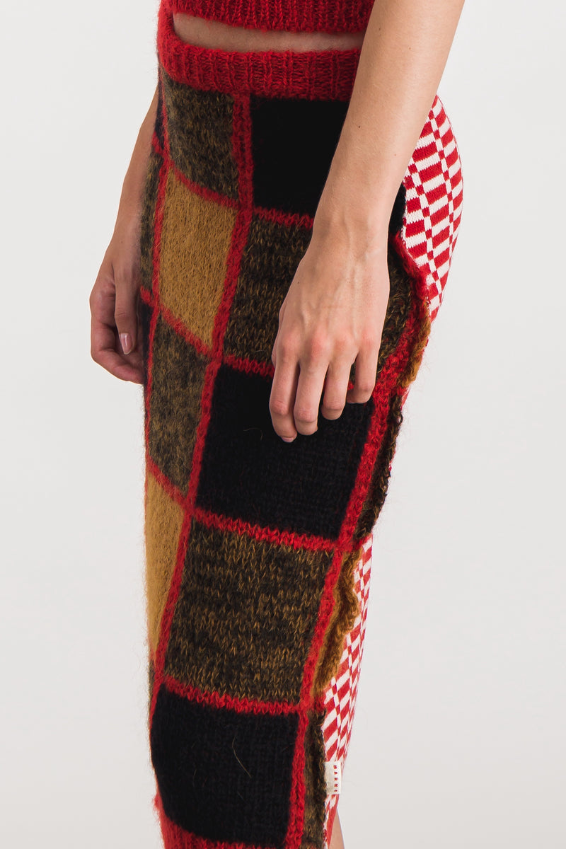 Marni - Bi-pattern tulip wool skirt