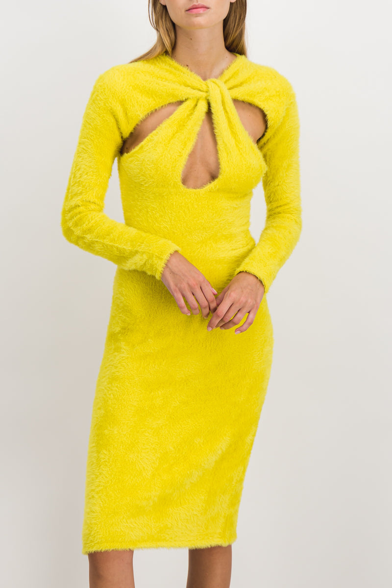 Coperni - Yellow twisted cut-out knit dress