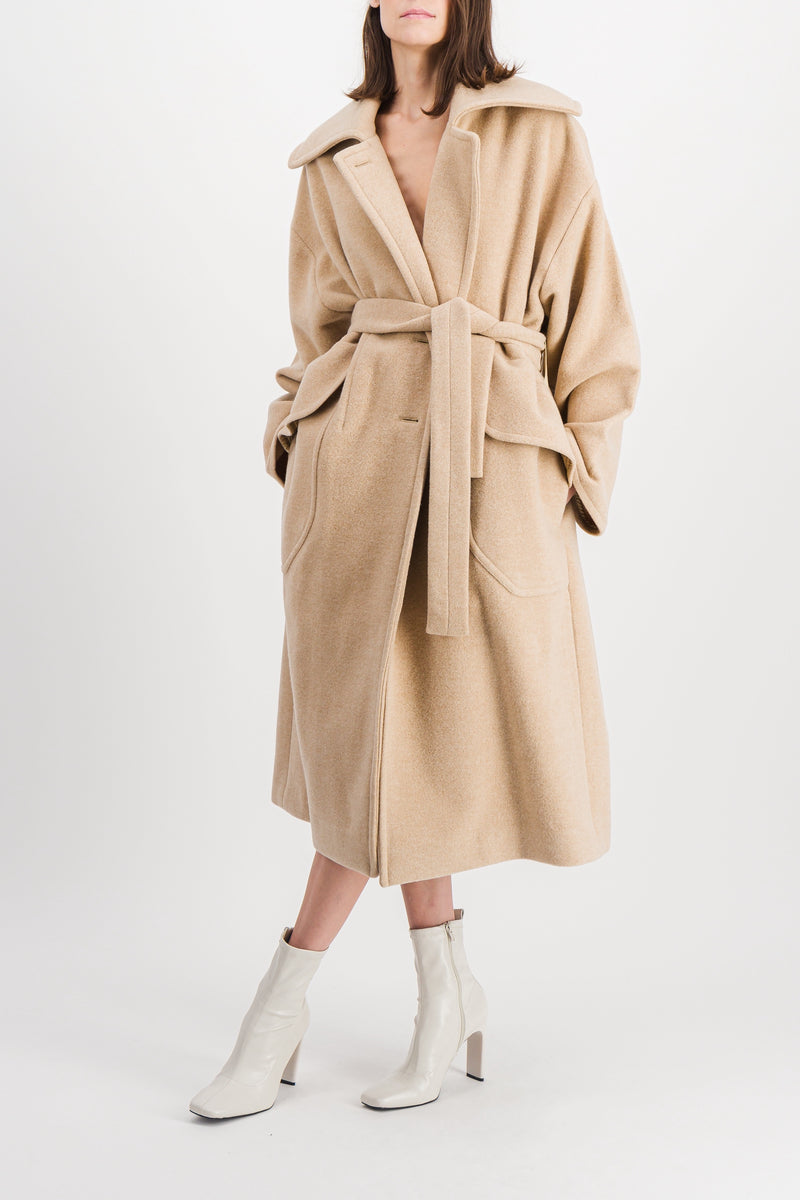 Patou - Beige oversized double sided wool maxi coat