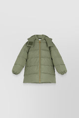 Oversized parka with detachable sleeves